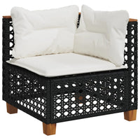 Set Divani da Giardino 10pz con Cuscini in Polyrattan Nero 3262034