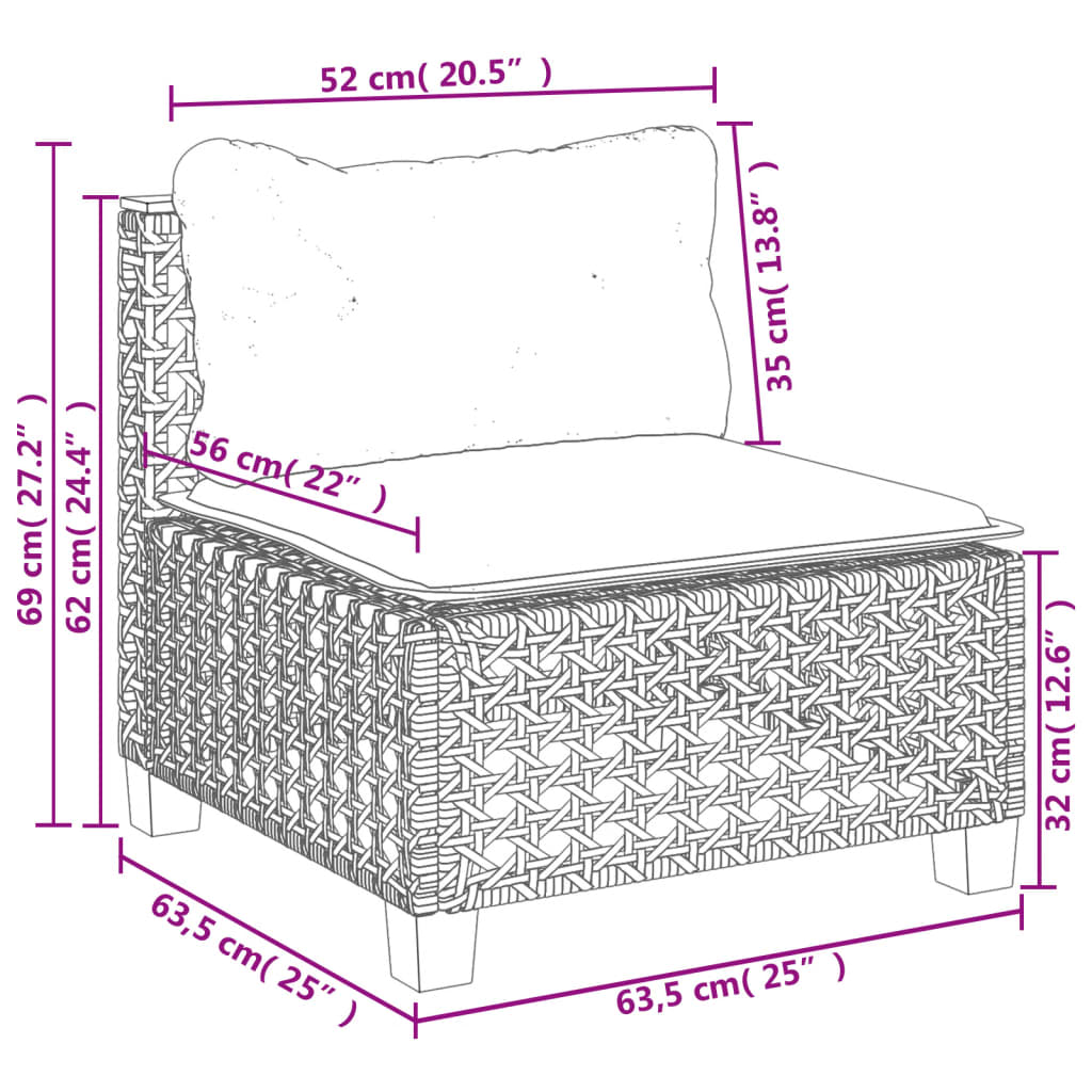 Set Divano da Giardino 10 pz con Cuscini Grigio in Polyrattan 3262035