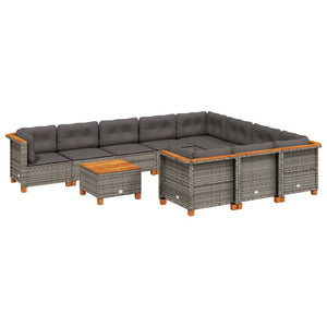 Set Divani da Giardino 11 pz con Cuscini in Polyrattan Grigio 3262038