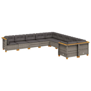 Set Divano da Giardino 10 pz con Cuscini Grigio in Polyrattan 3262044