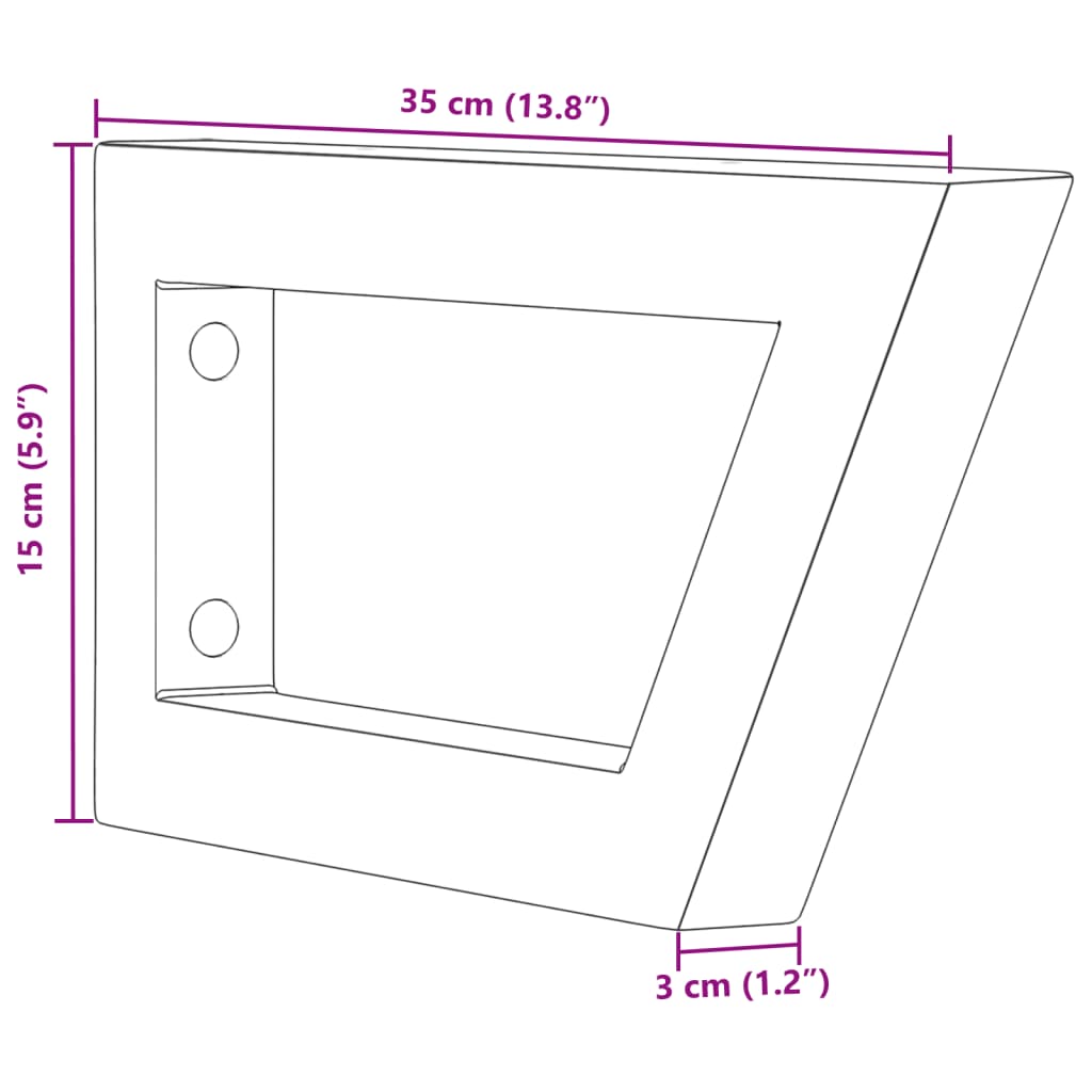 Reggimensole per Lavabo 2 pz Nere Trapezio in Acciaio 4007284