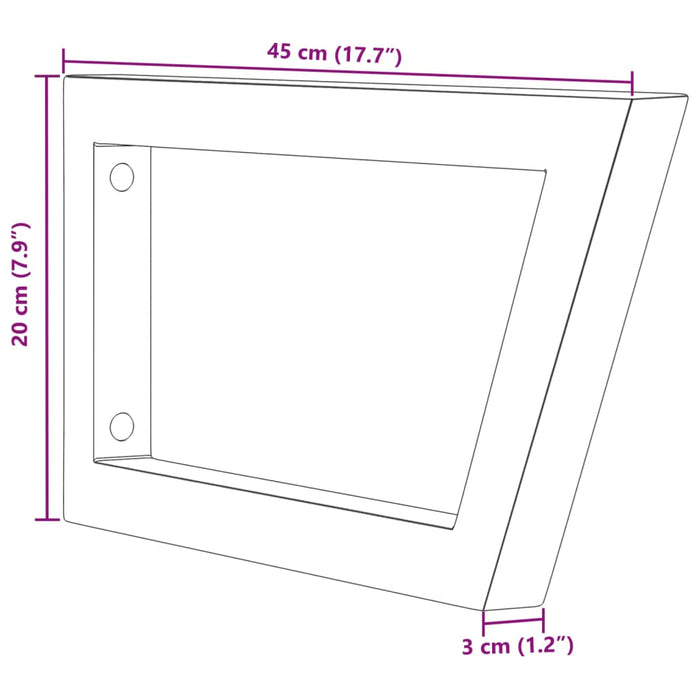 Reggimensole per Lavabo 2 pz Nere Trapezio in Acciaio 4007286