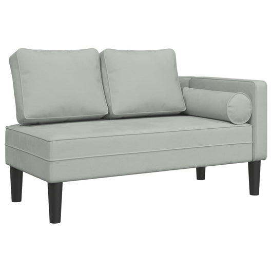 Chaise Longue con Cuscini Grigio Chiaro in Velluto 4007571