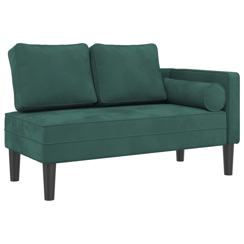 Chaise Longue con Cuscini Verde Scuro in Velluto 4007573