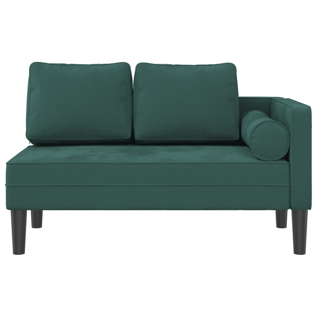 Chaise Longue con Cuscini Verde Scuro in Velluto 4007573