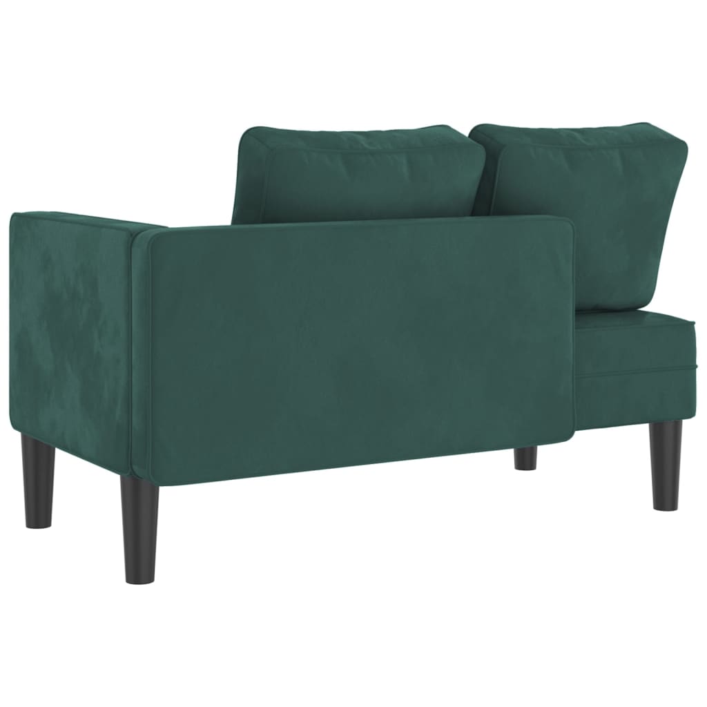 Chaise Longue con Cuscini Verde Scuro in Velluto 4007573