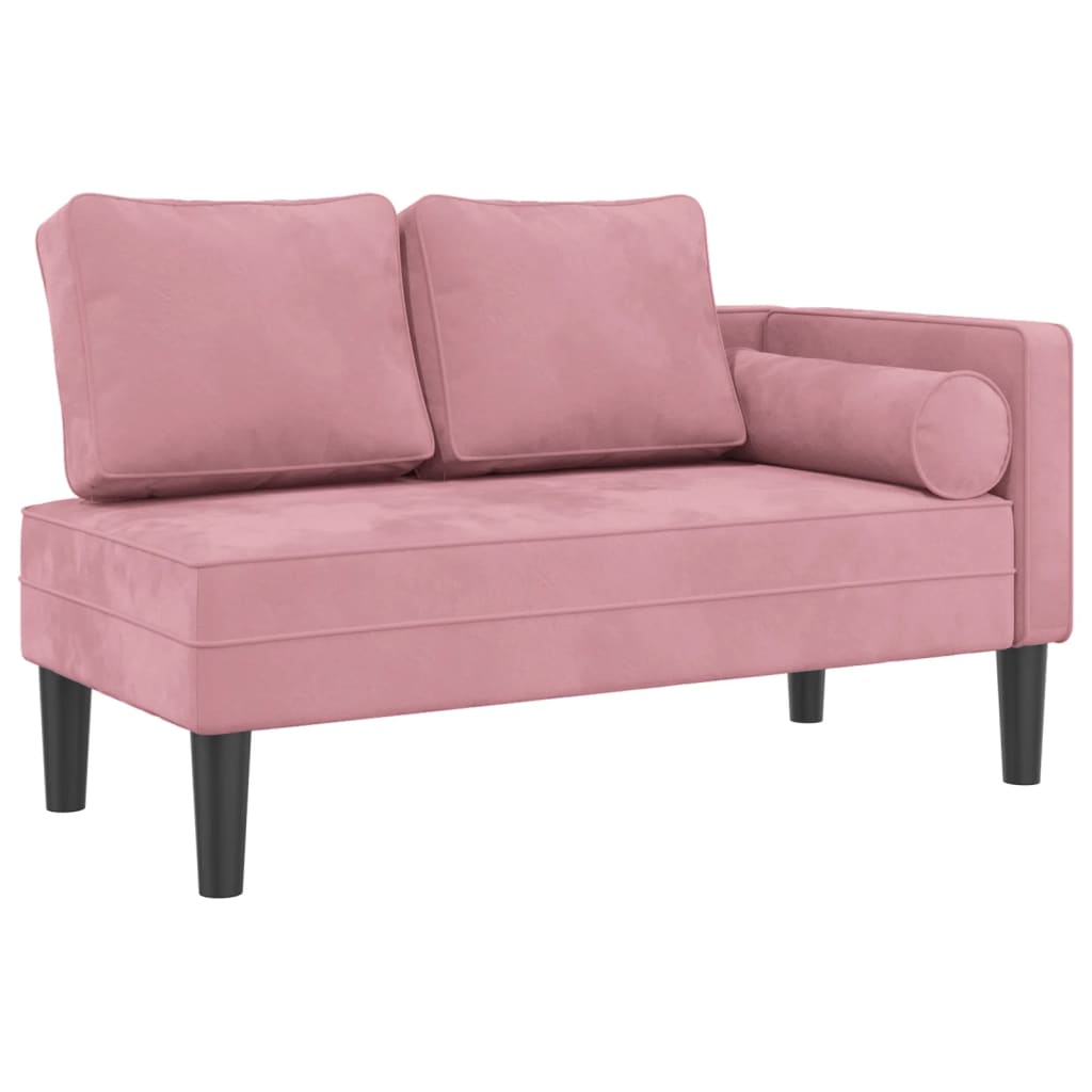 Chaise Lounge con Cuscini Rosa in Velluto 4007574