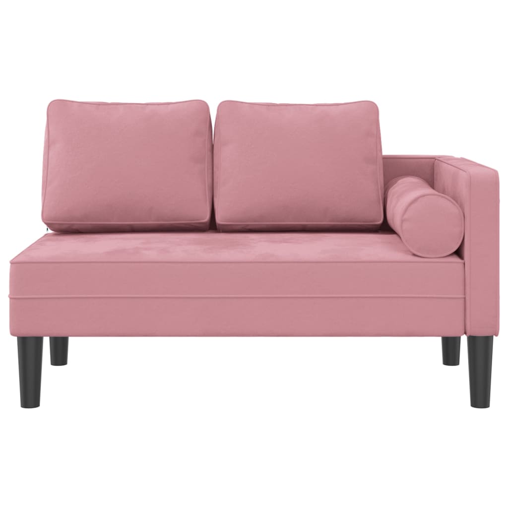 Chaise Lounge con Cuscini Rosa in Velluto 4007574