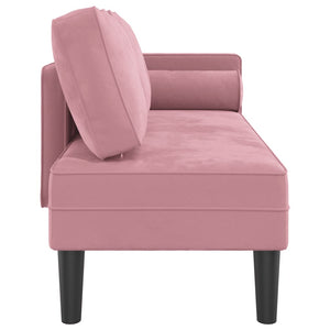 Chaise Lounge con Cuscini Rosa in Velluto 4007574