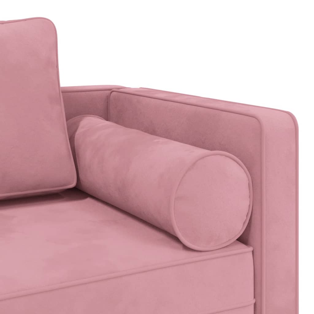 Chaise Lounge con Cuscini Rosa in Velluto 4007574