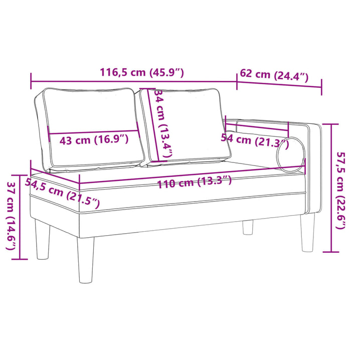 Chaise Lounge con Cuscini Rosa in Velluto 4007574