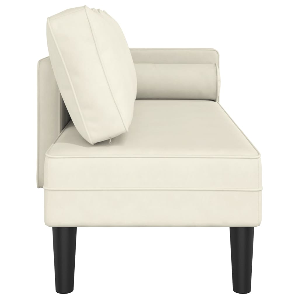 Chaise Longue con Cuscini Crema in Velluto 4007578