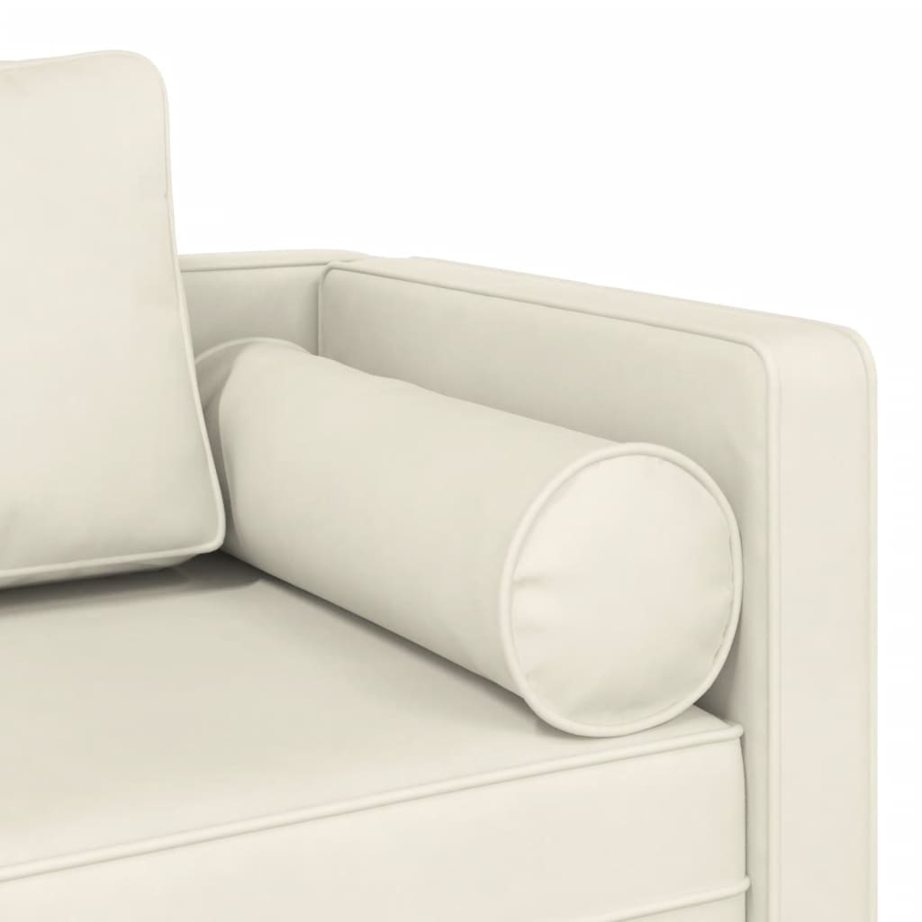 Chaise Longue con Cuscini Crema in Velluto 4007578