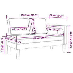 Chaise Longue con Cuscini Grigio Chiaro in Tessuto 4007579