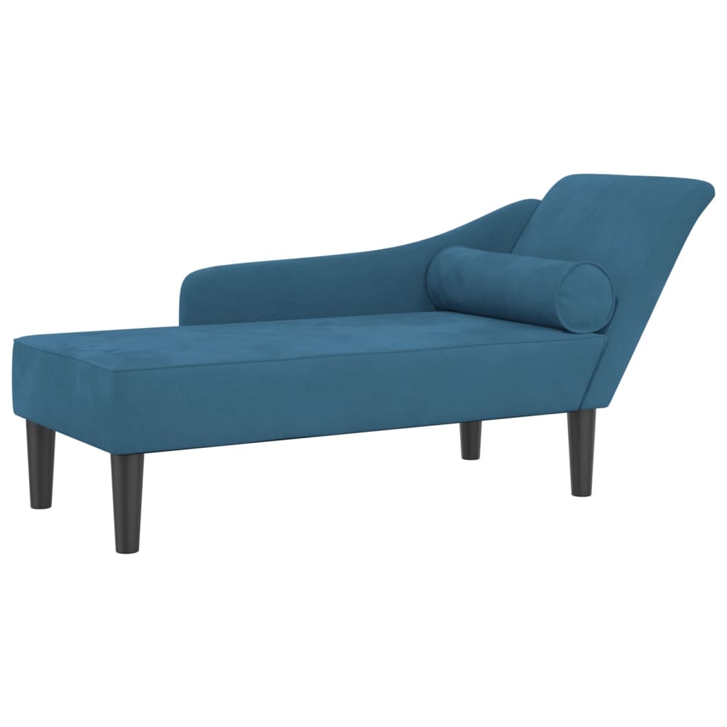 Chaise Longue con Cuscini Blu in Velluto 4007587