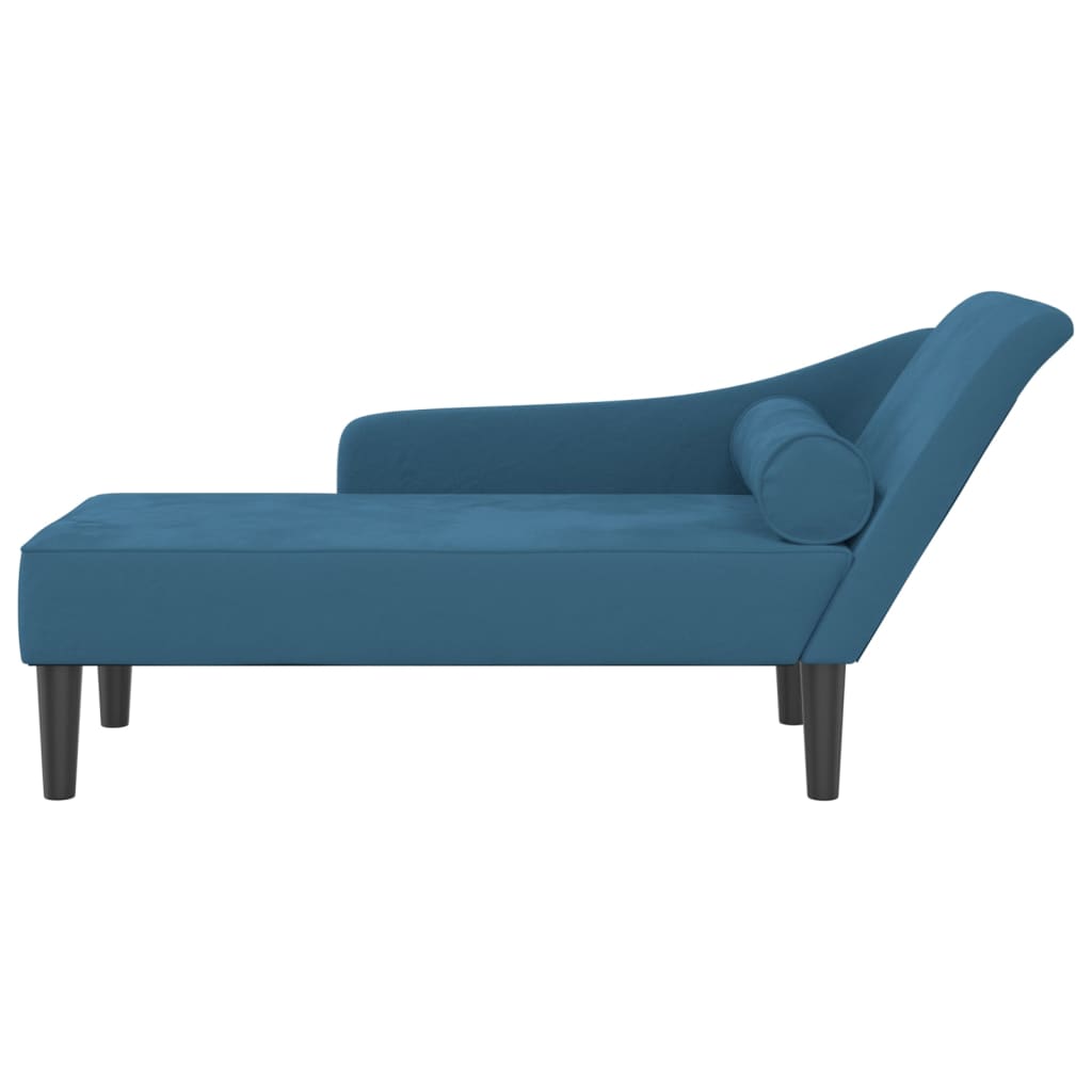 Chaise Longue con Cuscini Blu in Velluto 4007587