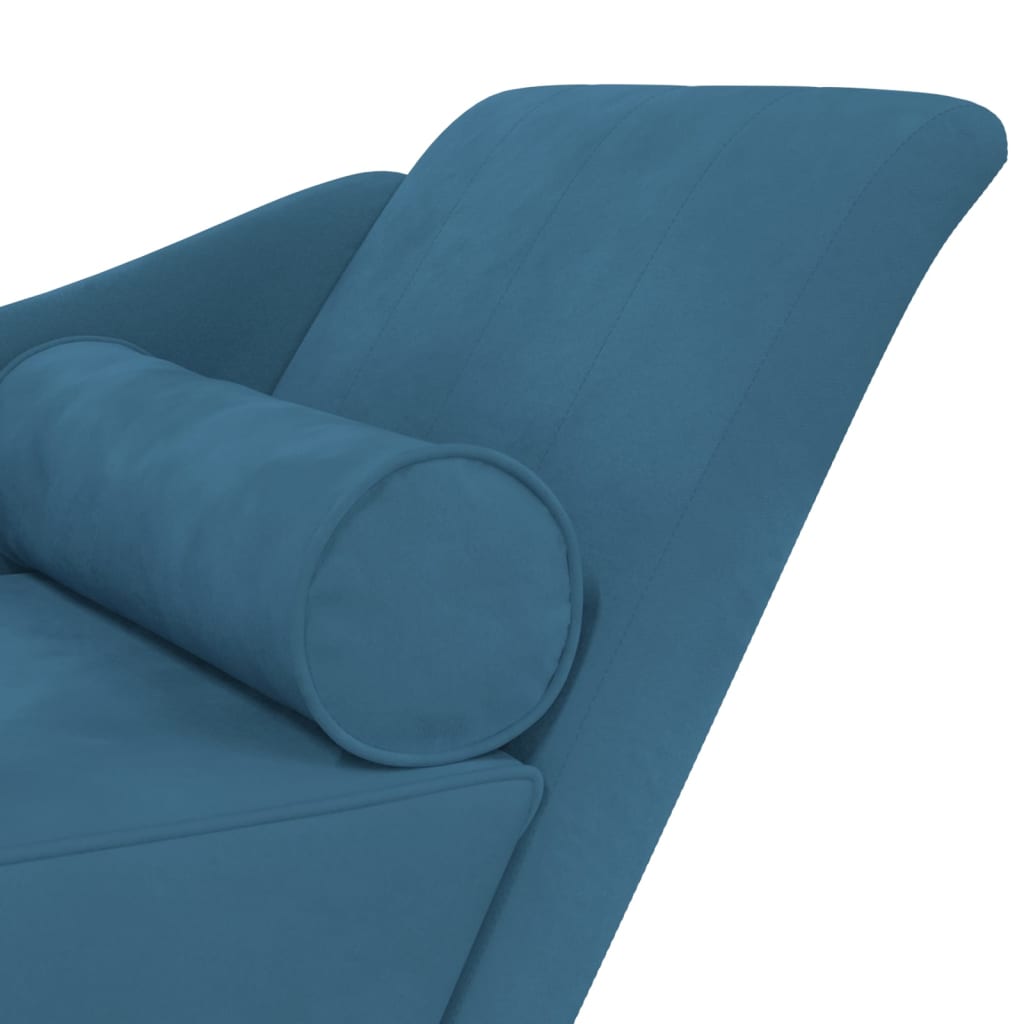 Chaise Longue con Cuscini Blu in Velluto 4007587