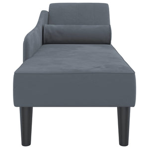 Chaise Longue con Cuscini Grigio Scuro in Velluto 4007589