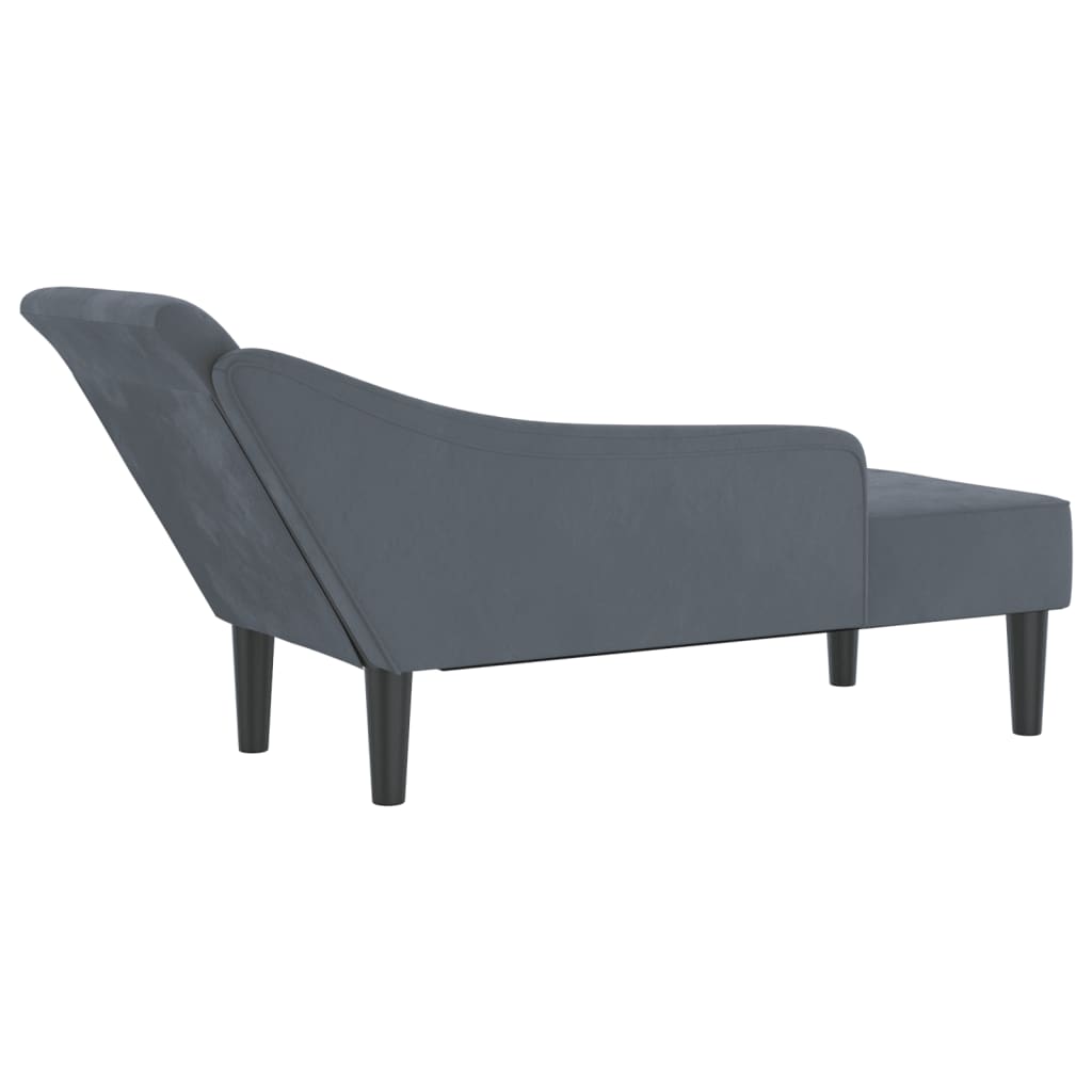 Chaise Longue con Cuscini Grigio Scuro in Velluto 4007589