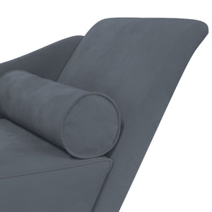 Chaise Longue con Cuscini Grigio Scuro in Velluto 4007589