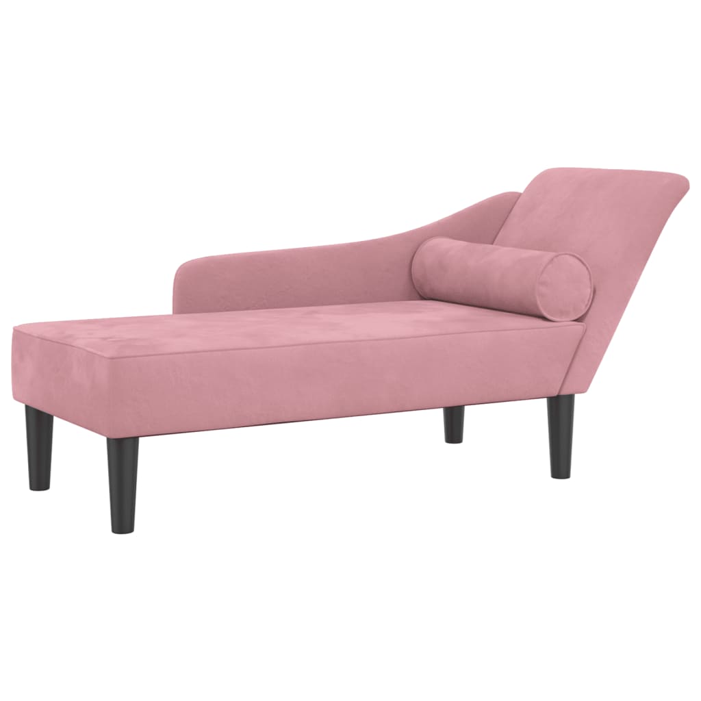 Chaise Lounge con Cuscini Rosa in Velluto 4007591