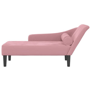 Chaise Lounge con Cuscini Rosa in Velluto 4007591