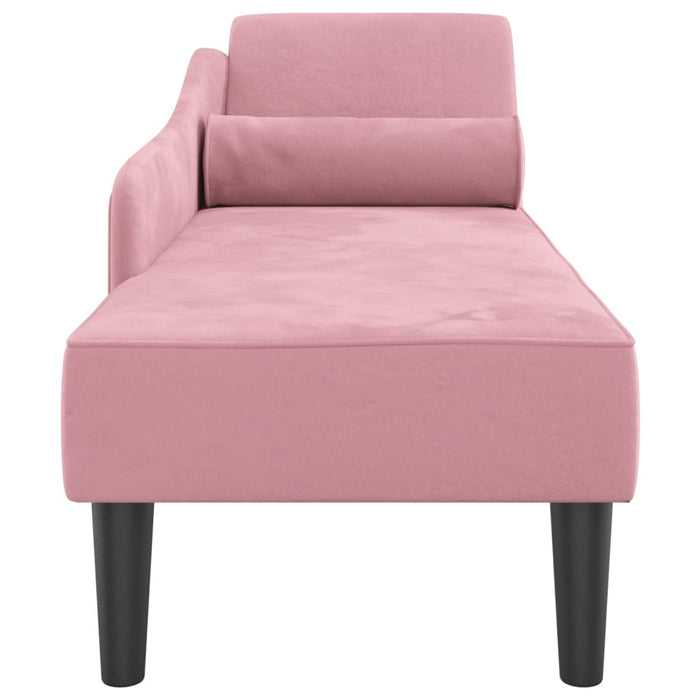 Chaise Lounge con Cuscini Rosa in Velluto 4007591