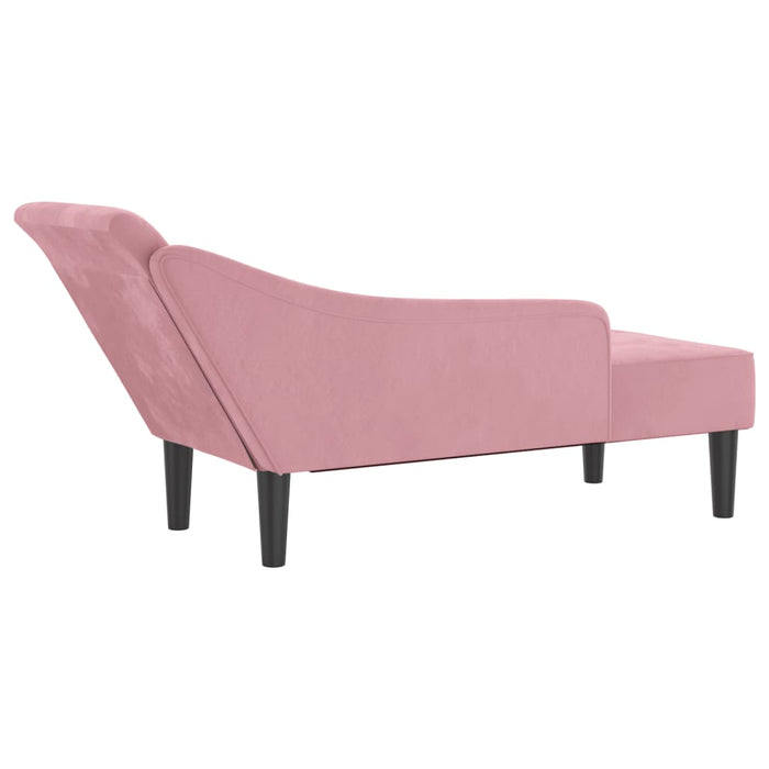 Chaise Lounge con Cuscini Rosa in Velluto 4007591