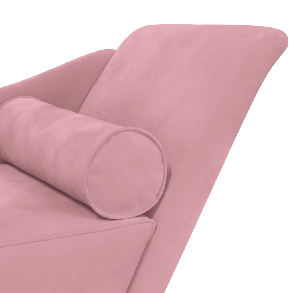 Chaise Lounge con Cuscini Rosa in Velluto 4007591