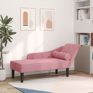 Chaise Lounge con Cuscini Rosa in Velluto 4007591