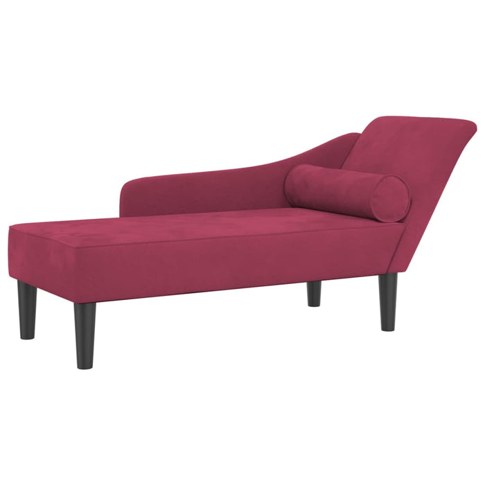 Chaise Lounge con Cuscini Rosso Vino in Velluto 4007592