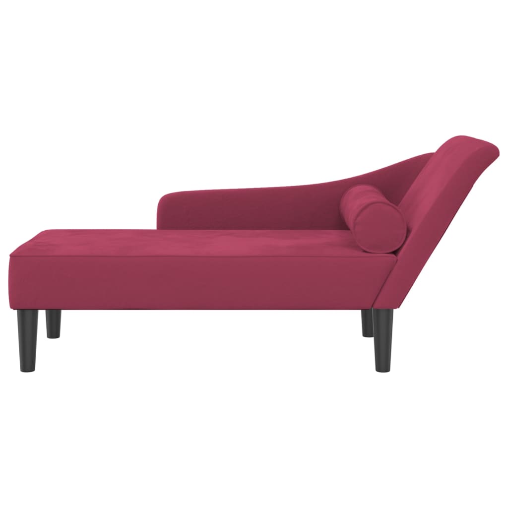 Chaise Lounge con Cuscini Rosso Vino in Velluto 4007592