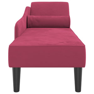 Chaise Lounge con Cuscini Rosso Vino in Velluto 4007592