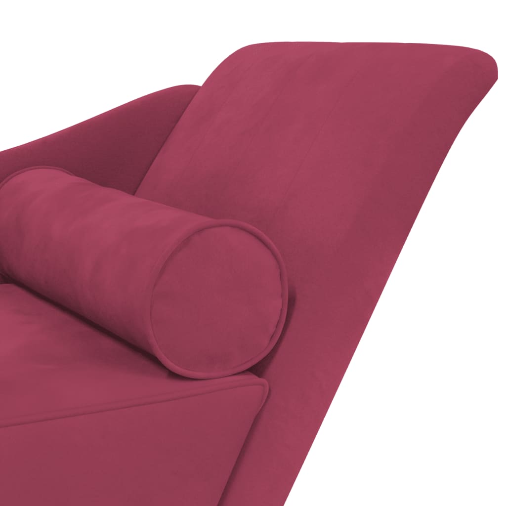 Chaise Lounge con Cuscini Rosso Vino in Velluto 4007592