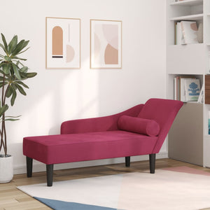 Chaise Lounge con Cuscini Rosso Vino in Velluto 4007592