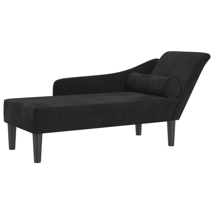 Chaise Lounge con Cuscini Nero in Velluto 4007593