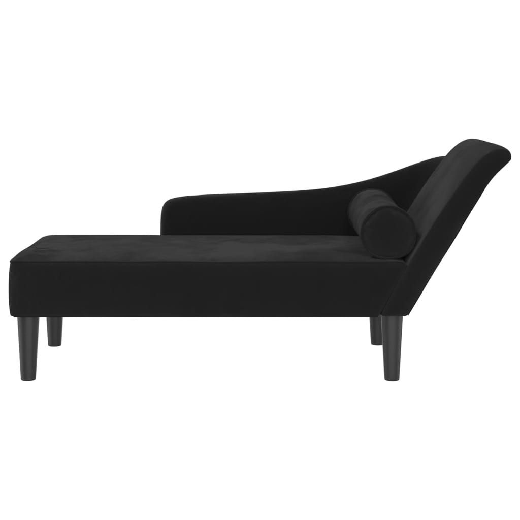 Chaise Lounge con Cuscini Nero in Velluto 4007593