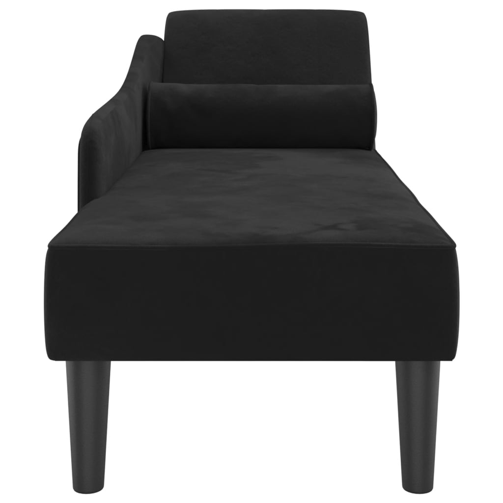 Chaise Lounge con Cuscini Nero in Velluto 4007593