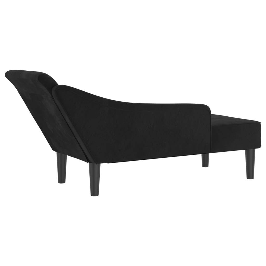 Chaise Lounge con Cuscini Nero in Velluto 4007593