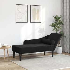 Chaise Lounge con Cuscini Nero in Velluto 4007593