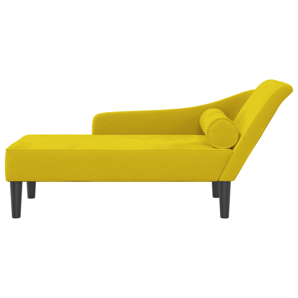 Chaise Longue con Cuscini Giallo in Velluto 4007594