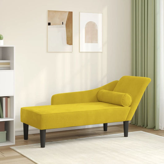 Chaise Longue con Cuscini Giallo in Velluto 4007594