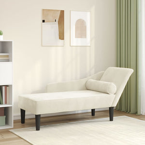 Chaise Longue con Cuscini Crema in Velluto 4007595