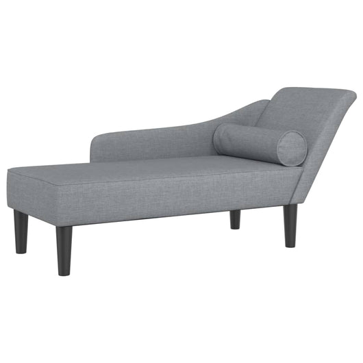 Chaise Longue con Cuscini Grigio Chiaro in Tessuto 4007596