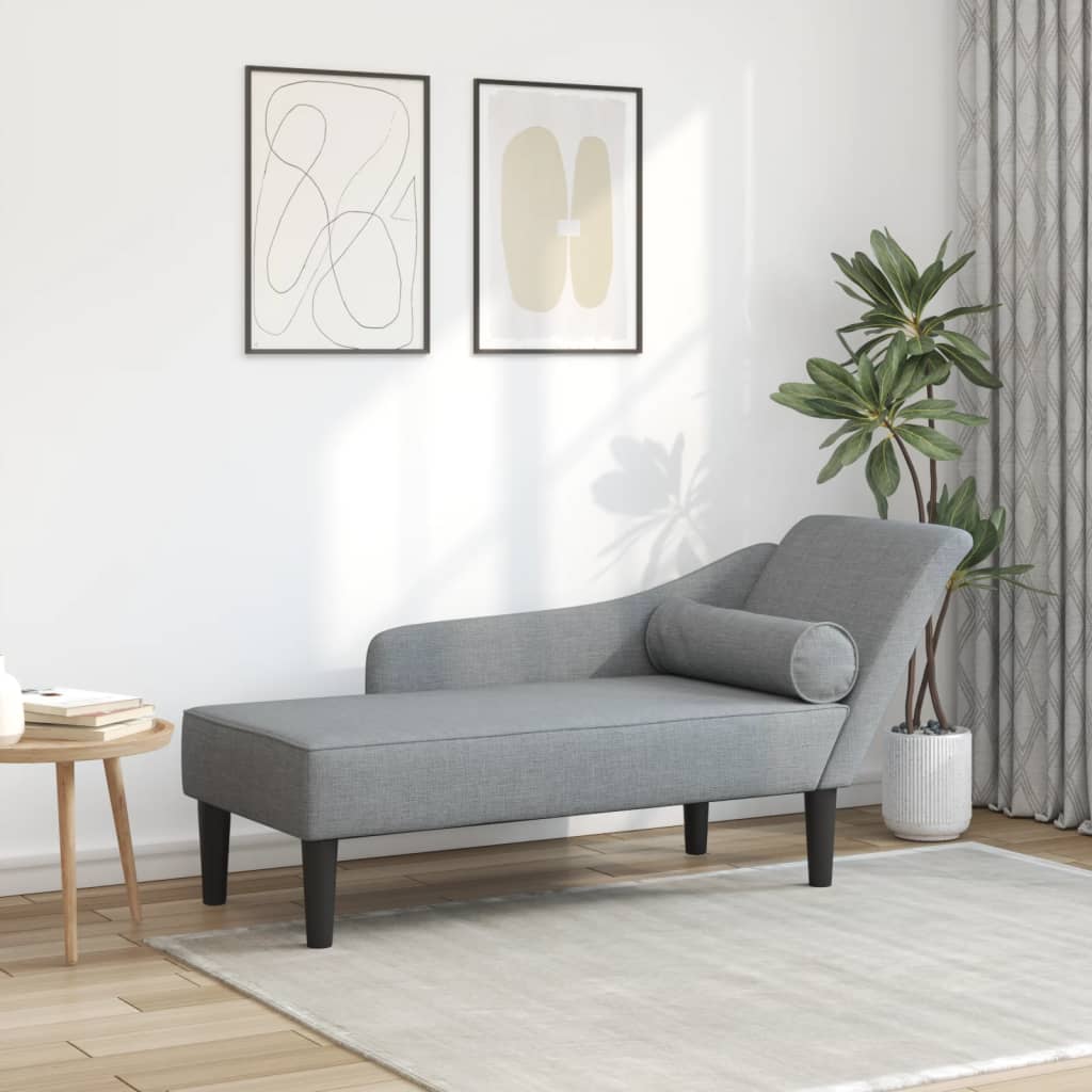 Chaise Longue con Cuscini Grigio Chiaro in Tessuto 4007596