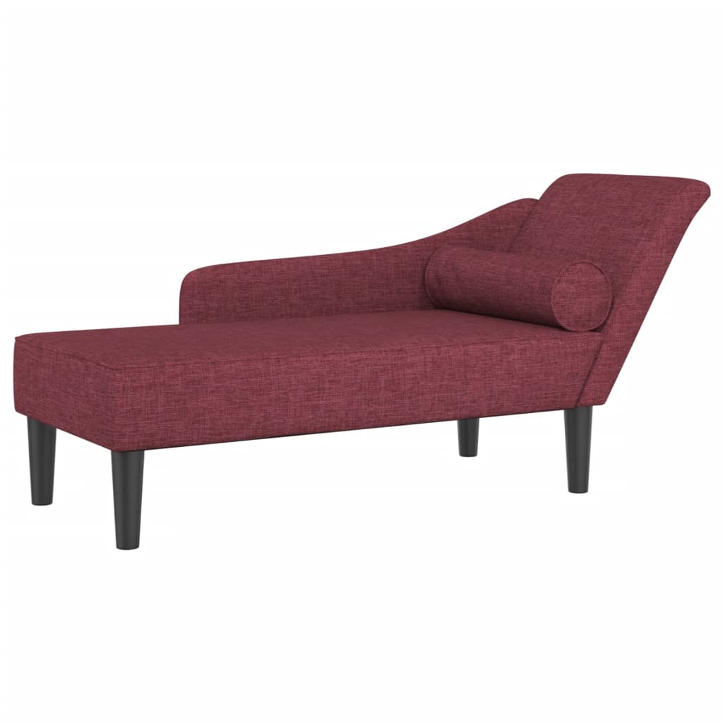 Chaise Lounge con Cuscini Rosso Vino in Tessuto 4007599