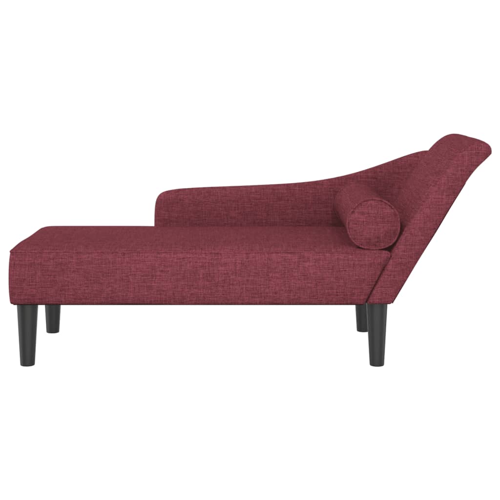 Chaise Lounge con Cuscini Rosso Vino in Tessuto 4007599