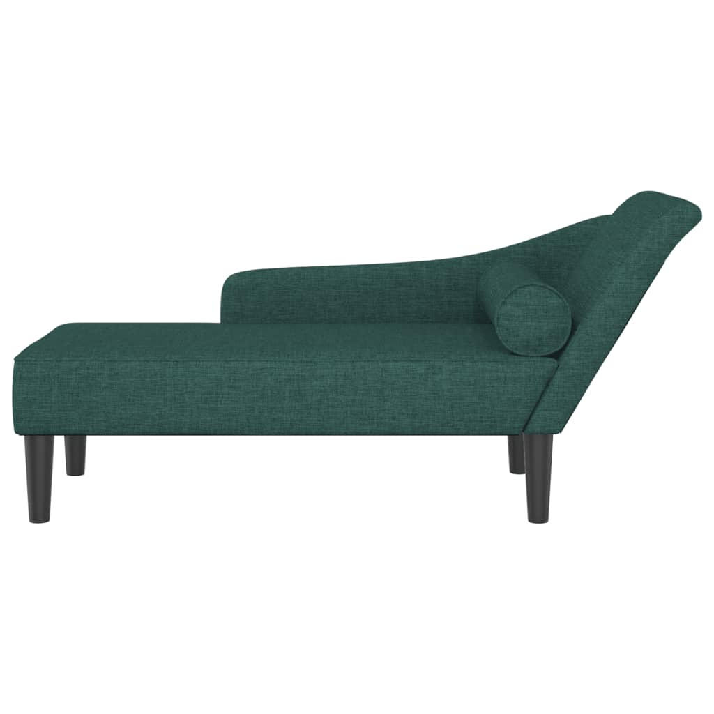 Chaise Longue con Cuscini Verde Scuro in Tessuto 4007600