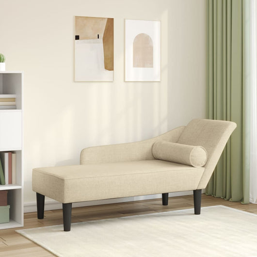 Chaise Longue con Cuscini Crema in Tessuto 4007602