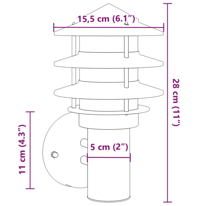 Applique da Esterno 2 pz Nere in Acciaio Inossidabile 4006233